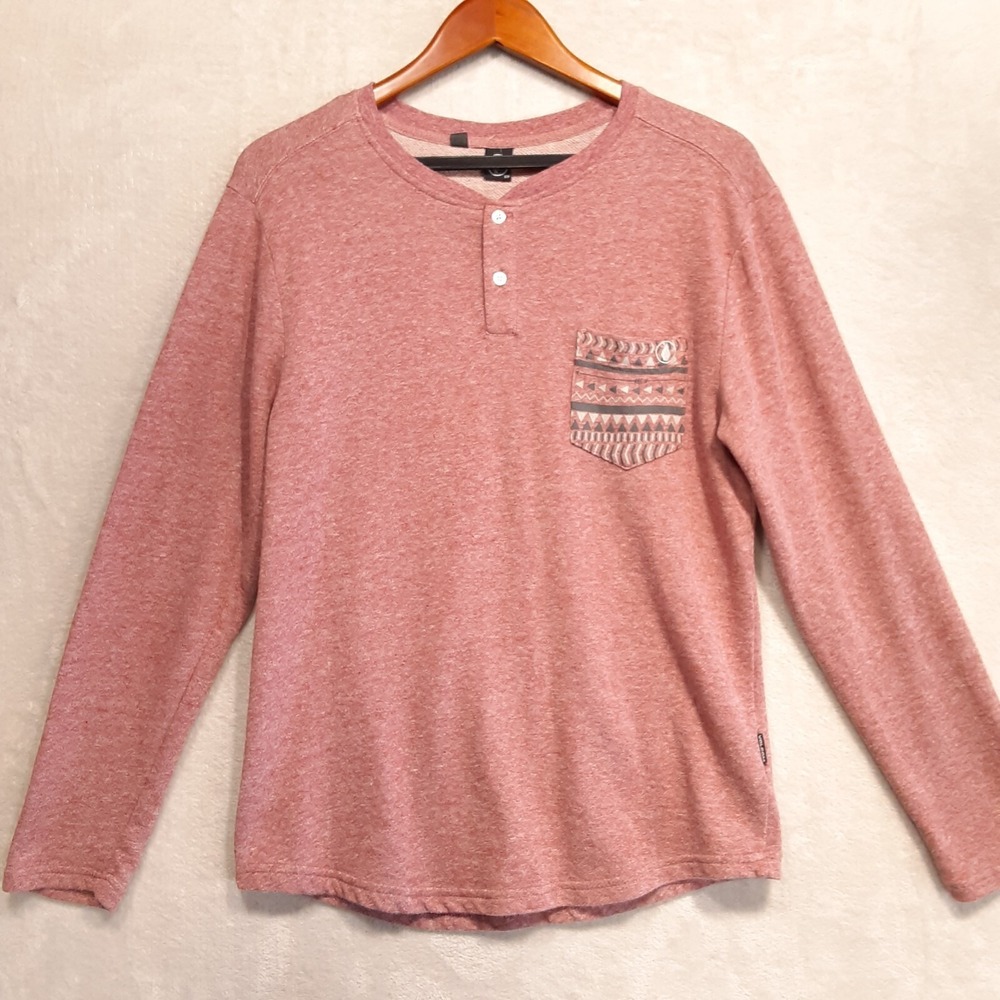 Volcom Mens Red Tribal Pocket Sweater Sz.S/Crew-Henley/French Terry/Pullover